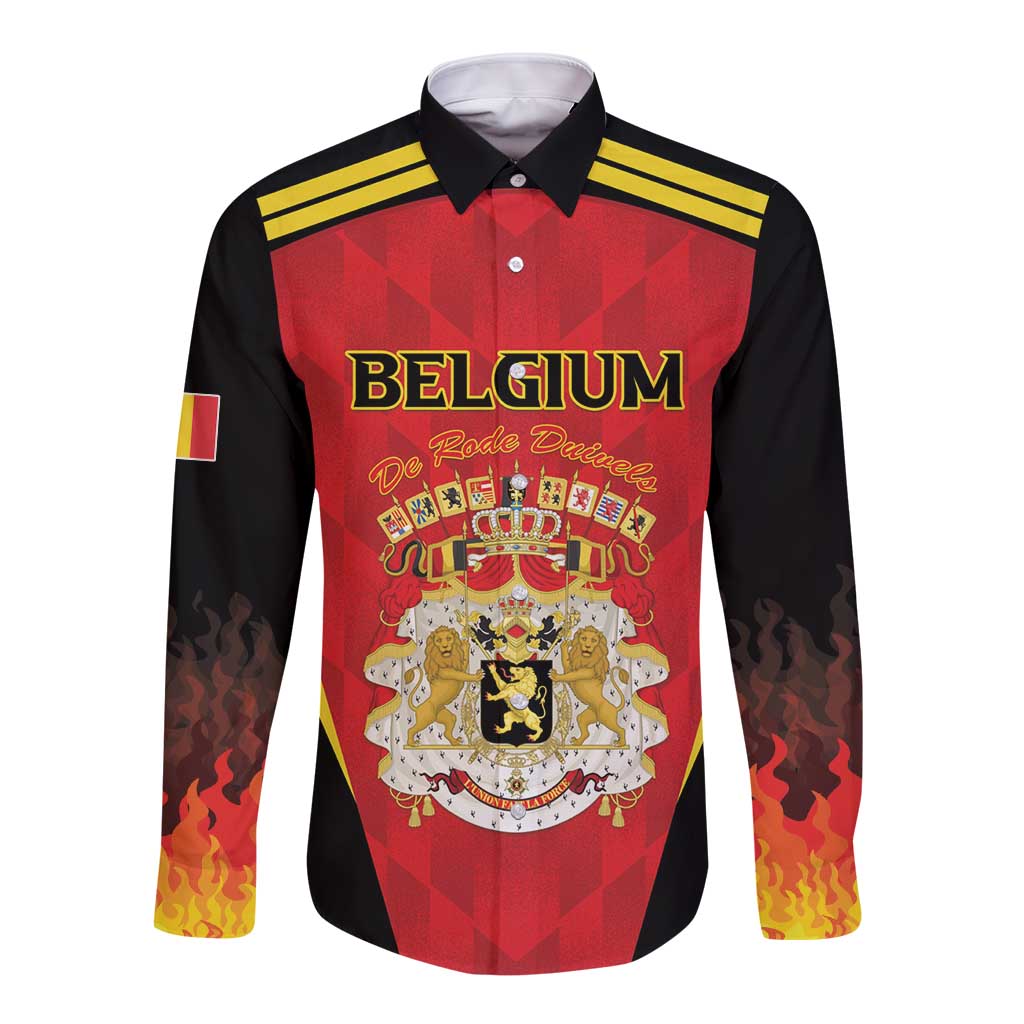 Custom Belgium Football 2026 Long Sleeve Button Shirt Red Devils Pride - Wonder Print Shop