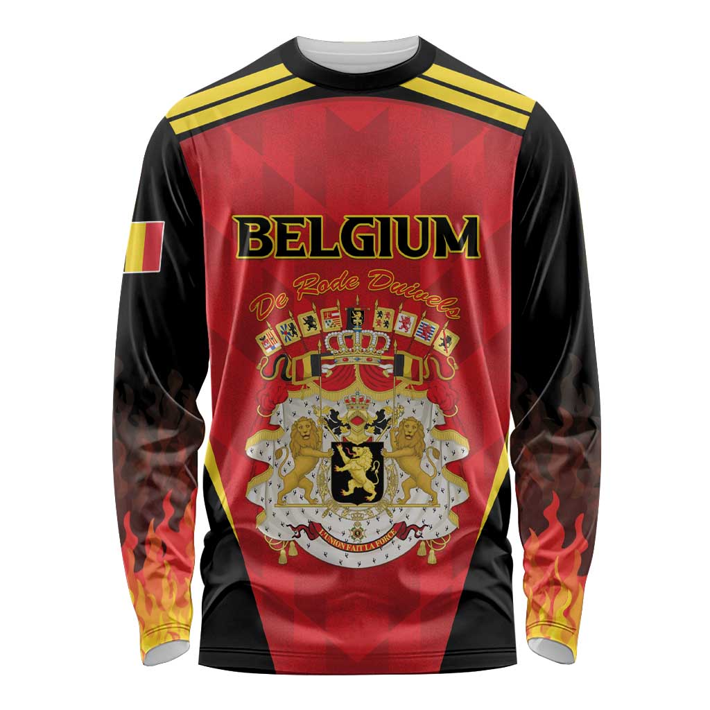 Custom Belgium Football 2026 Long Sleeve Shirt Red Devils Pride - Wonder Print Shop