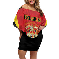 Custom Belgium Football 2026 Off Shoulder Short Dress Red Devils Pride - Wonder Print Shop