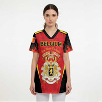Custom Belgium Football 2026 Scrub Top Red Devils Pride - Wonder Print Shop