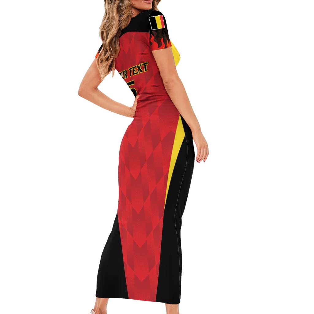 Custom Belgium Football 2026 Short Sleeve Bodycon Dress Red Devils Pride - Wonder Print Shop