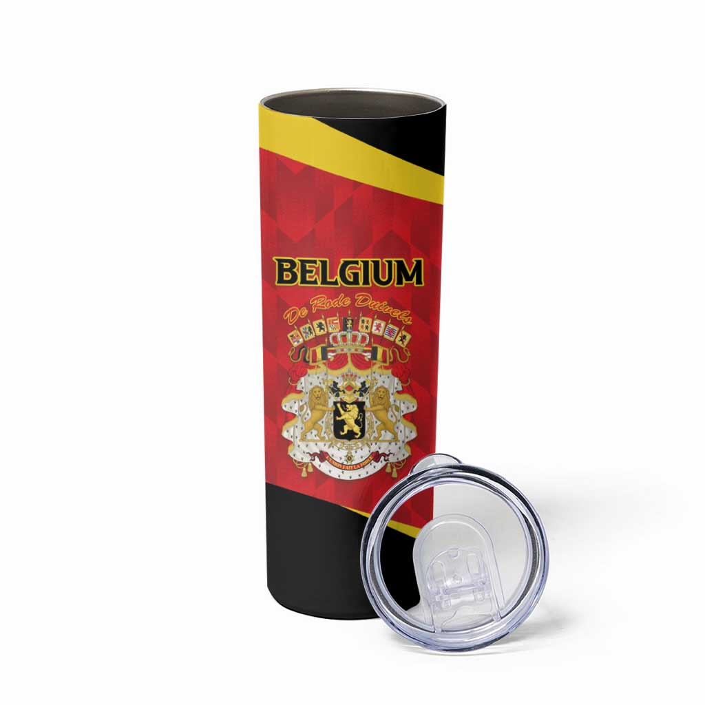 Custom Belgium Football 2026 Skinny Tumbler Red Devils Pride - Wonder Print Shop