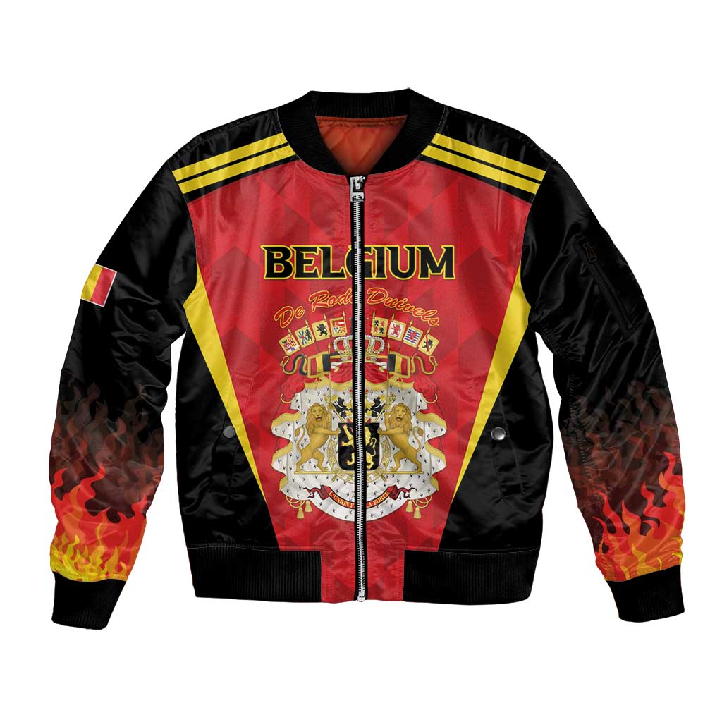 Custom Belgium Football 2026 Sleeve Zip Bomber Jacket Red Devils Pride - Wonder Print Shop