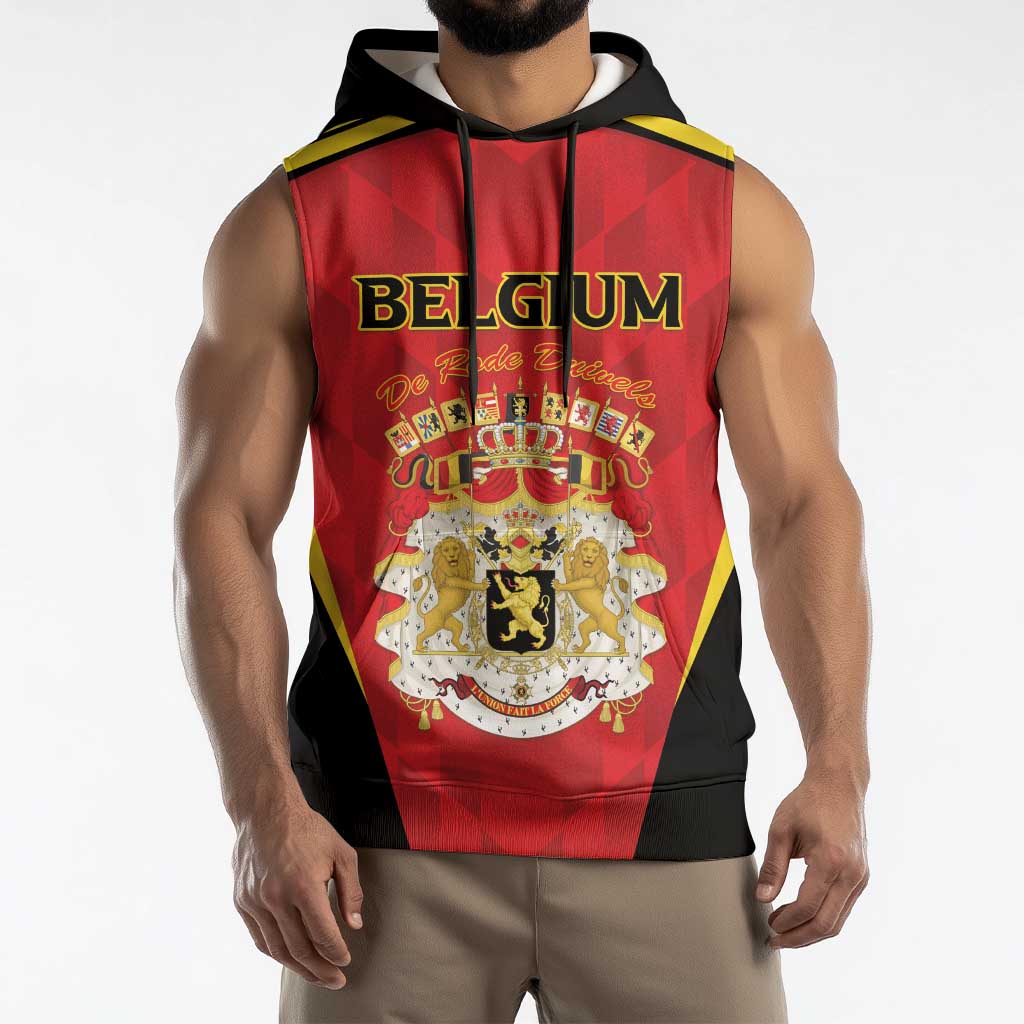 Custom Belgium Football 2026 Sleeveless Hoodie Red Devils Pride - Wonder Print Shop