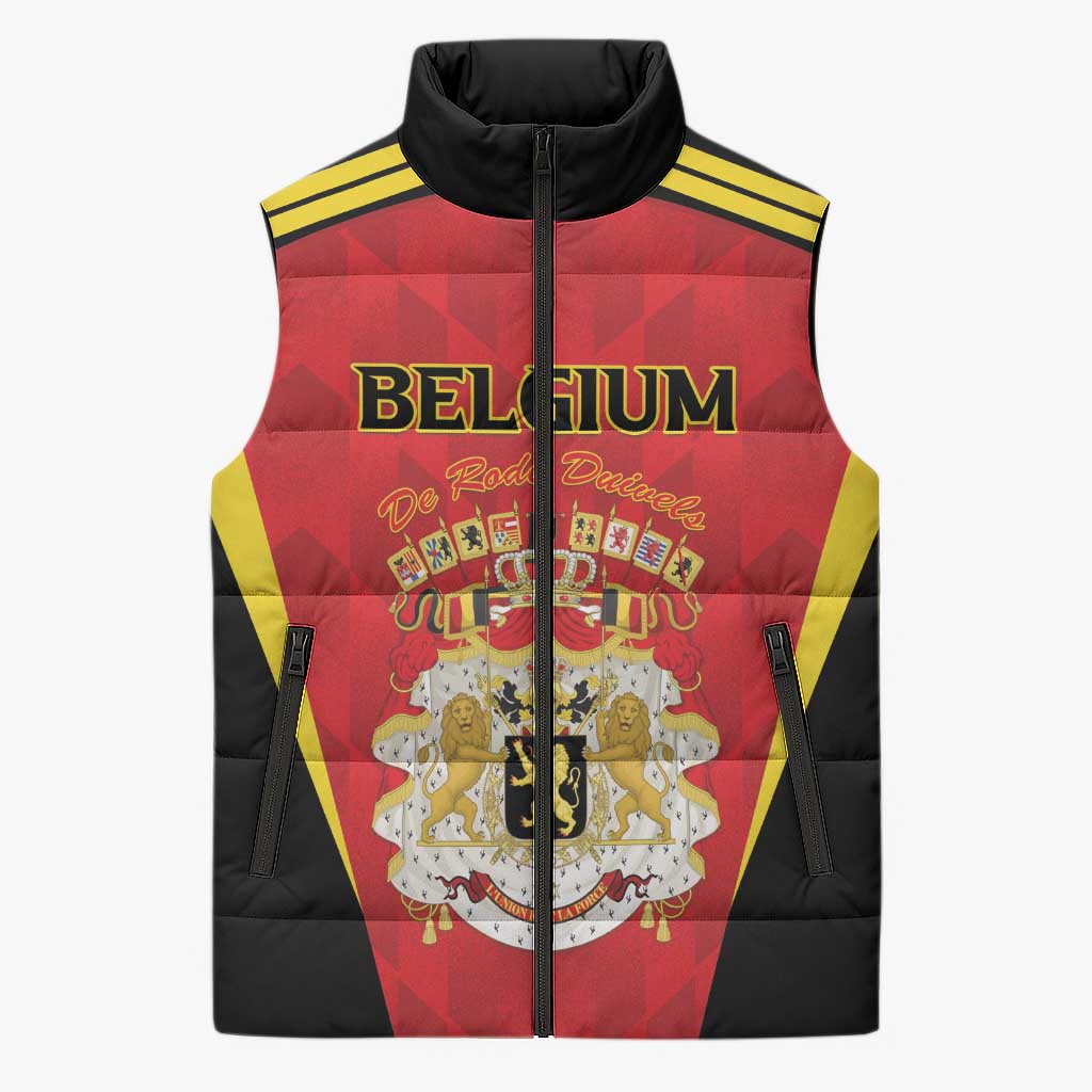 Custom Belgium Football 2026 Sleeveless Puffer Jacket Red Devils Pride - Wonder Print Shop