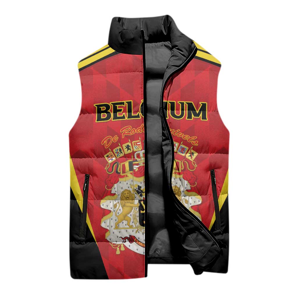 Custom Belgium Football 2026 Sleeveless Puffer Jacket Red Devils Pride - Wonder Print Shop