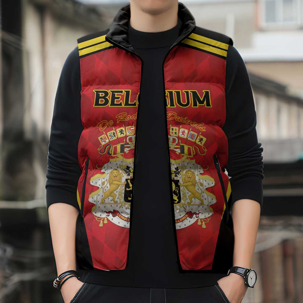 Custom Belgium Football 2026 Sleeveless Puffer Jacket Red Devils Pride - Wonder Print Shop