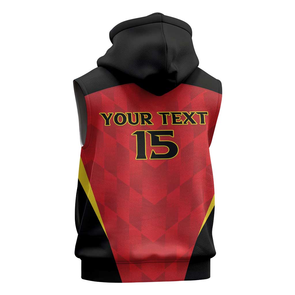 Custom Belgium Football 2026 Sleeveless Zip Hoodie Red Devils Pride - Wonder Print Shop