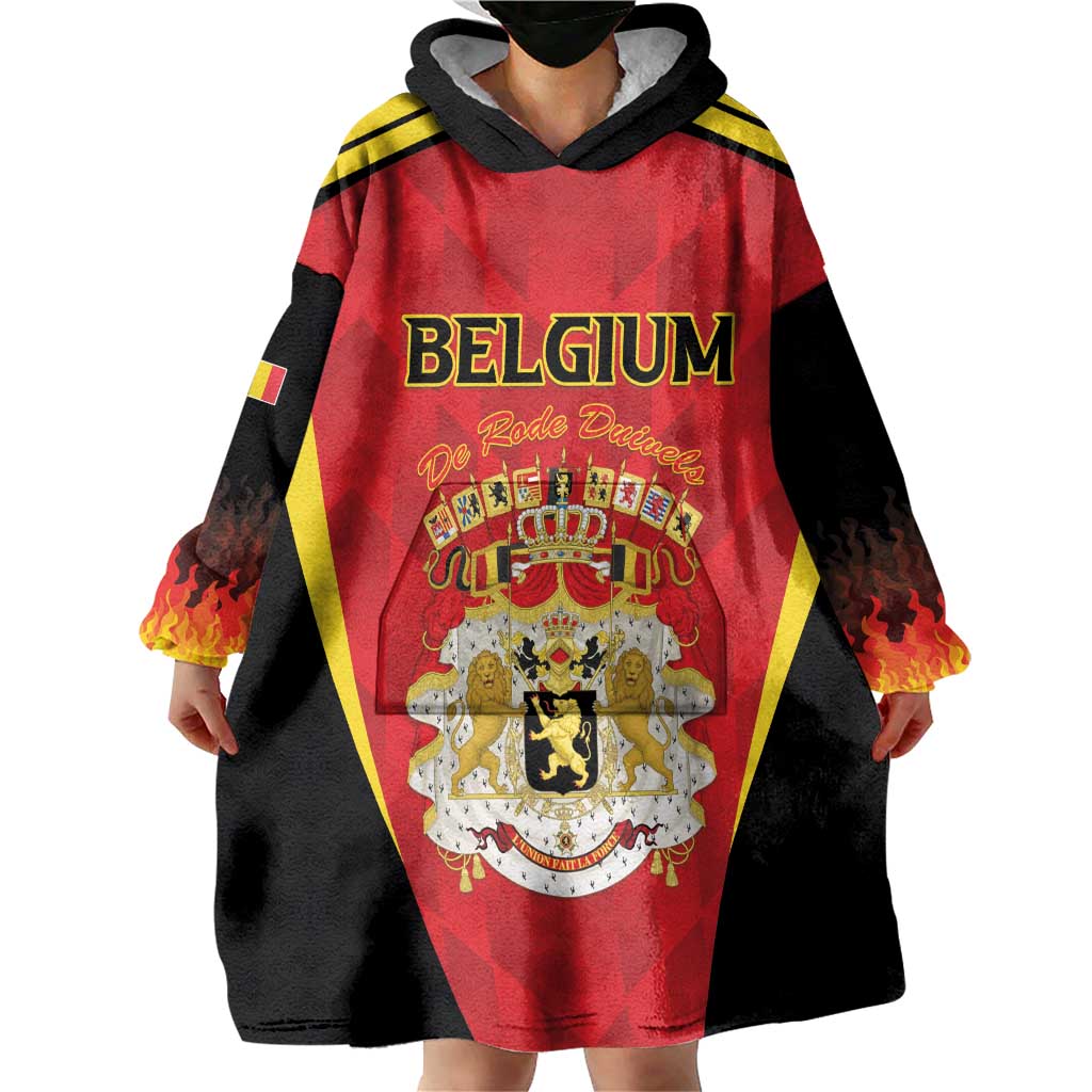 Custom Belgium Football 2026 Wearable Blanket Hoodie Red Devils Pride - Wonder Print Shop