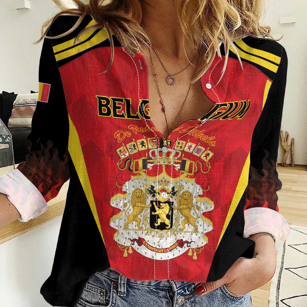 Custom Belgium Football 2026 Women Casual Shirt Red Devils Pride - Wonder Print Shop