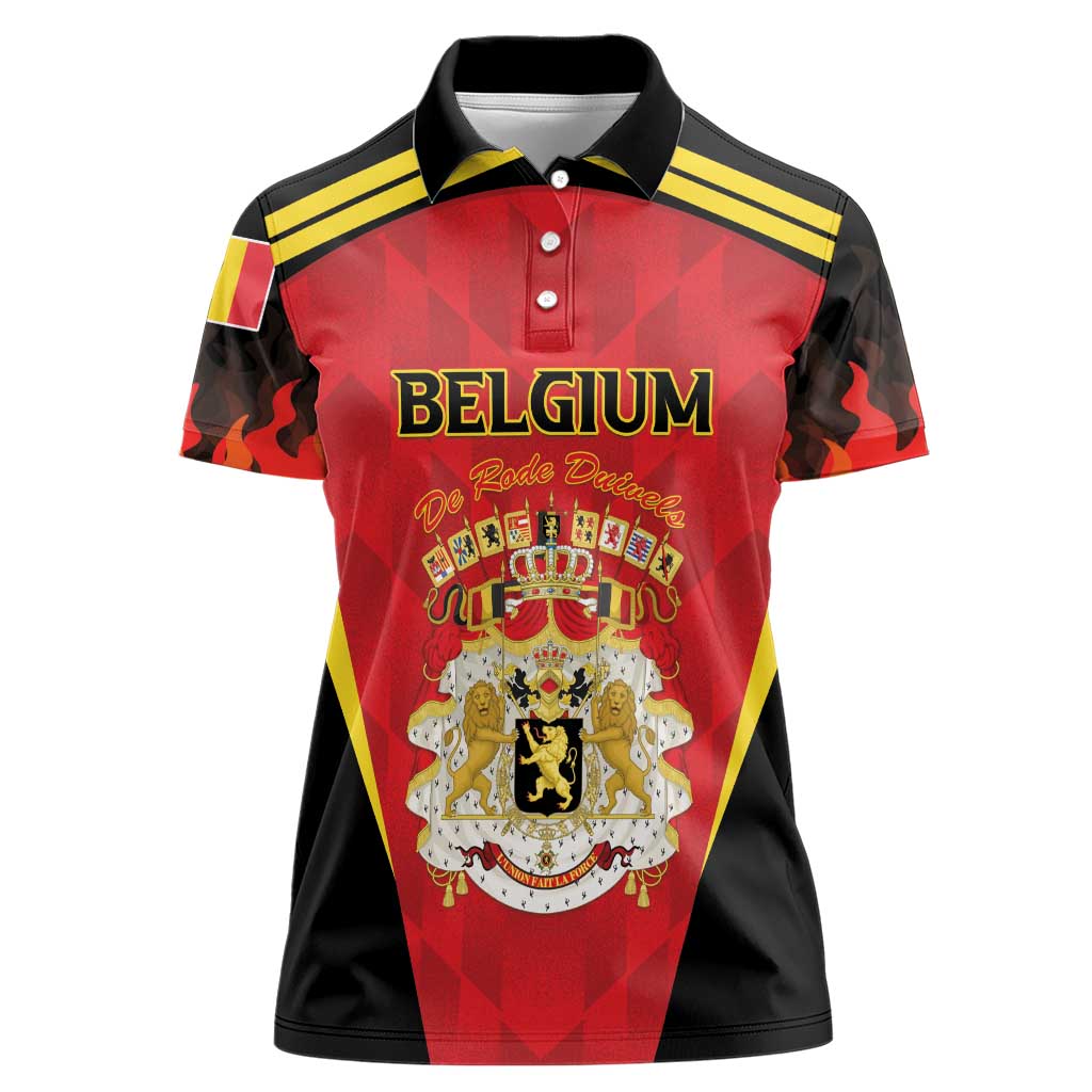 Custom Belgium Football 2026 Women Polo Shirt Red Devils Pride - Wonder Print Shop