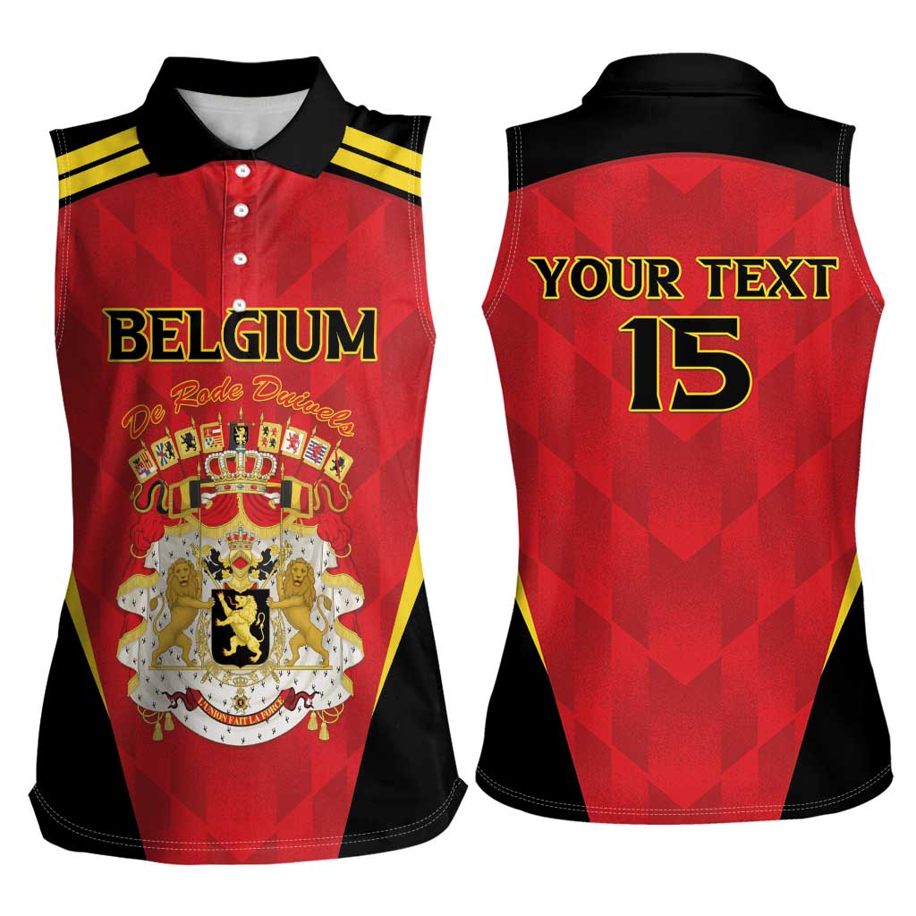 Custom Belgium Football 2026 Women Sleeveless Polo Shirt Red Devils Pride - Wonder Print Shop