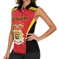 Custom Belgium Football 2026 Women Sleeveless Polo Shirt Red Devils Pride - Wonder Print Shop