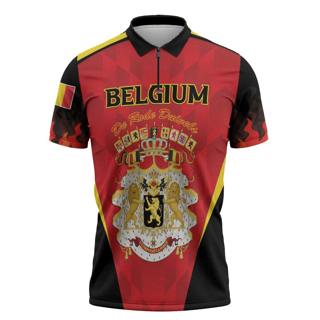 Custom Belgium Football 2026 Zipper Polo Shirt Red Devils Pride - Wonder Print Shop
