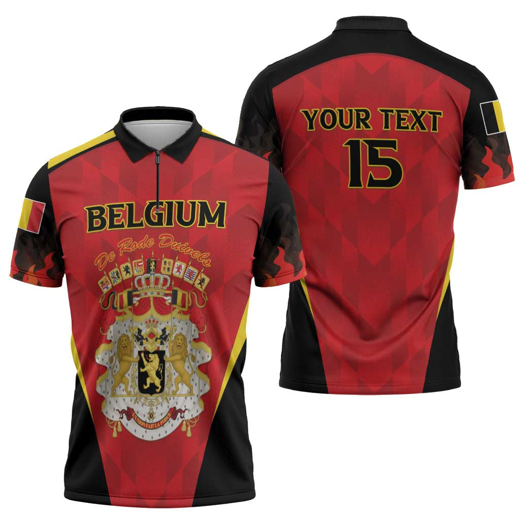 Custom Belgium Football 2026 Zipper Polo Shirt Red Devils Pride - Wonder Print Shop