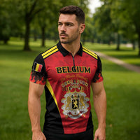 Custom Belgium Football 2026 Zipper Polo Shirt Red Devils Pride - Wonder Print Shop