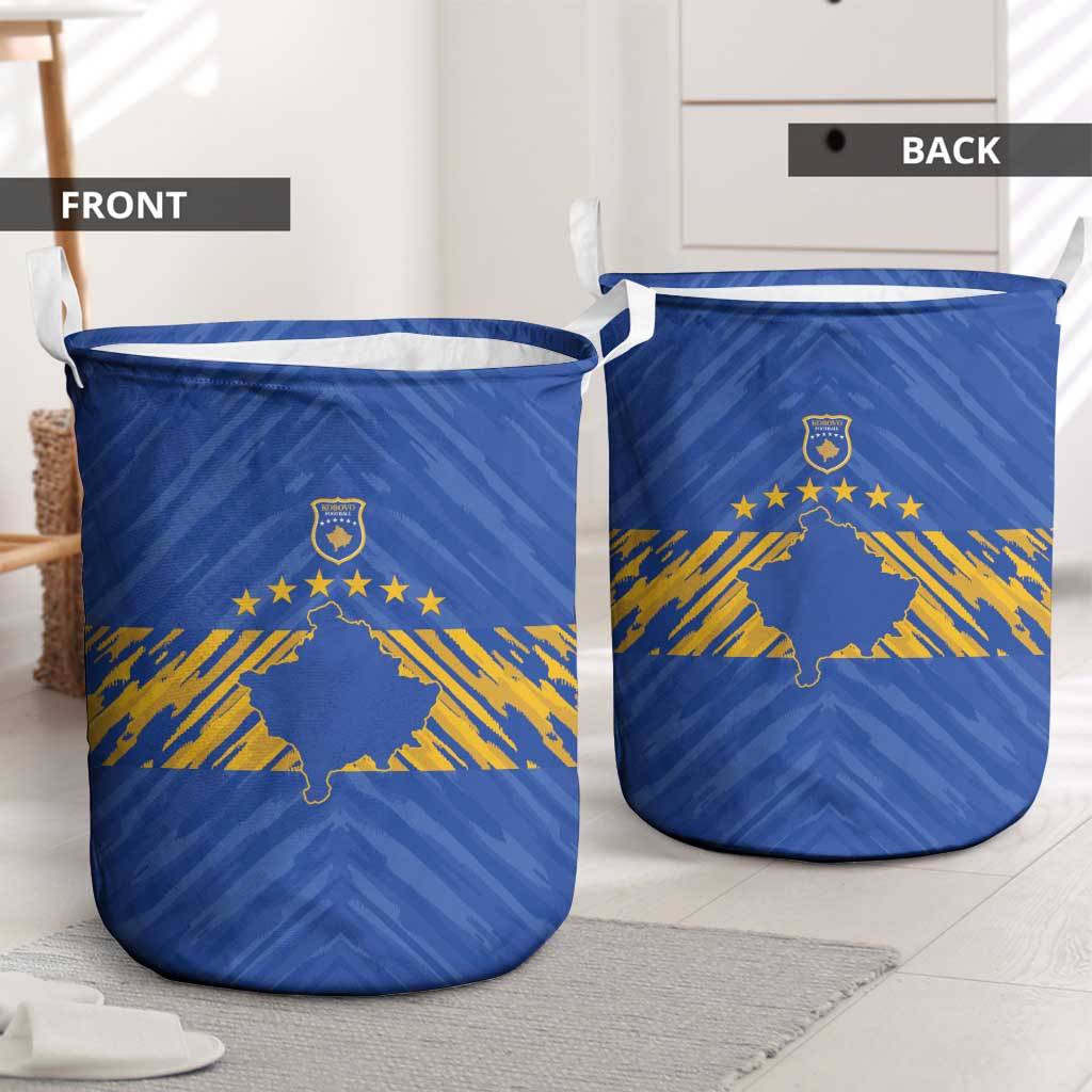 Kosovo Football 2026 Laundry Basket Rising Nation Blue Gold - Wonder Print Shop