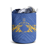 Kosovo Football 2026 Laundry Basket Rising Nation Blue Gold - Wonder Print Shop