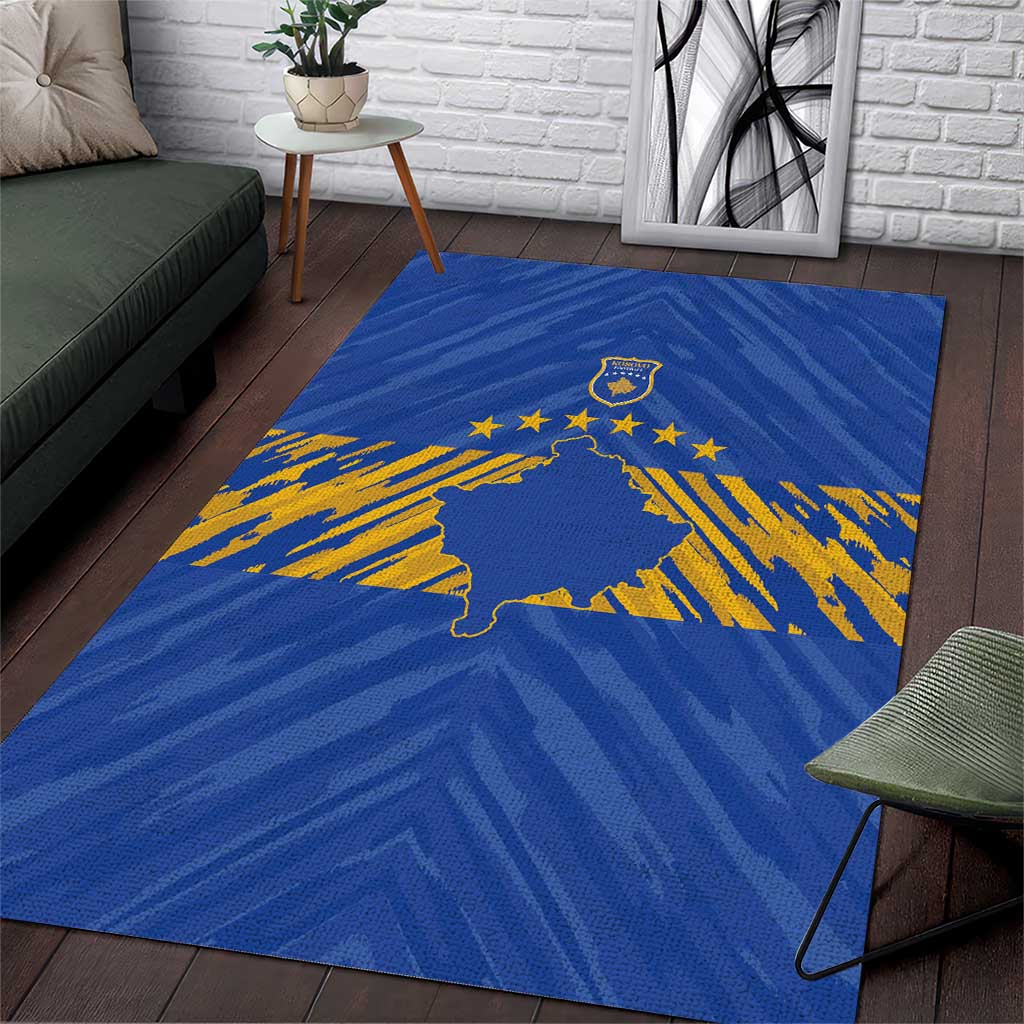 Kosovo Football 2026 Area Rug Rising Nation Blue Gold - Wonder Print Shop