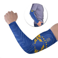 Custom Kosovo Football 2026 Arm Sleeves Rising Nation Blue Gold - Wonder Print Shop
