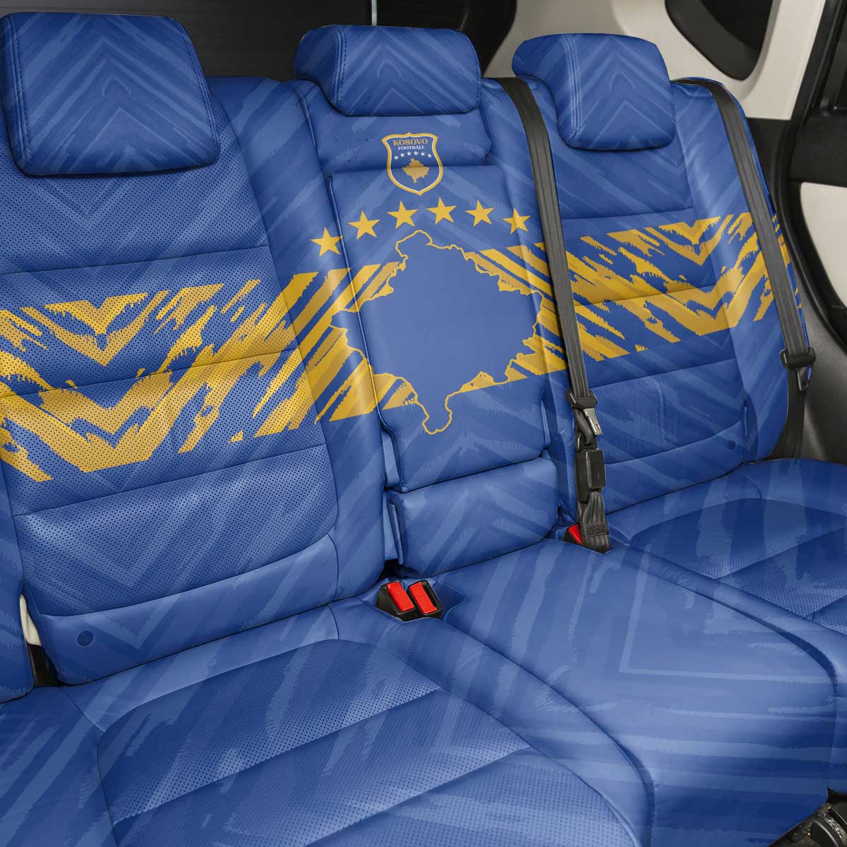 Kosovo Football 2026 Back Car Seat Cover Rising Nation Blue Gold - Wonder Print Shop