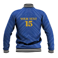 Custom Kosovo Football 2026 Baseball Jacket Rising Nation Blue Gold - Wonder Print Shop
