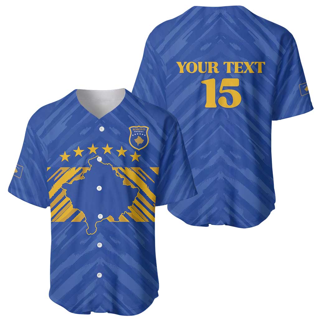 Custom Kosovo Football 2026 Baseball Jersey Rising Nation Blue Gold - Wonder Print Shop