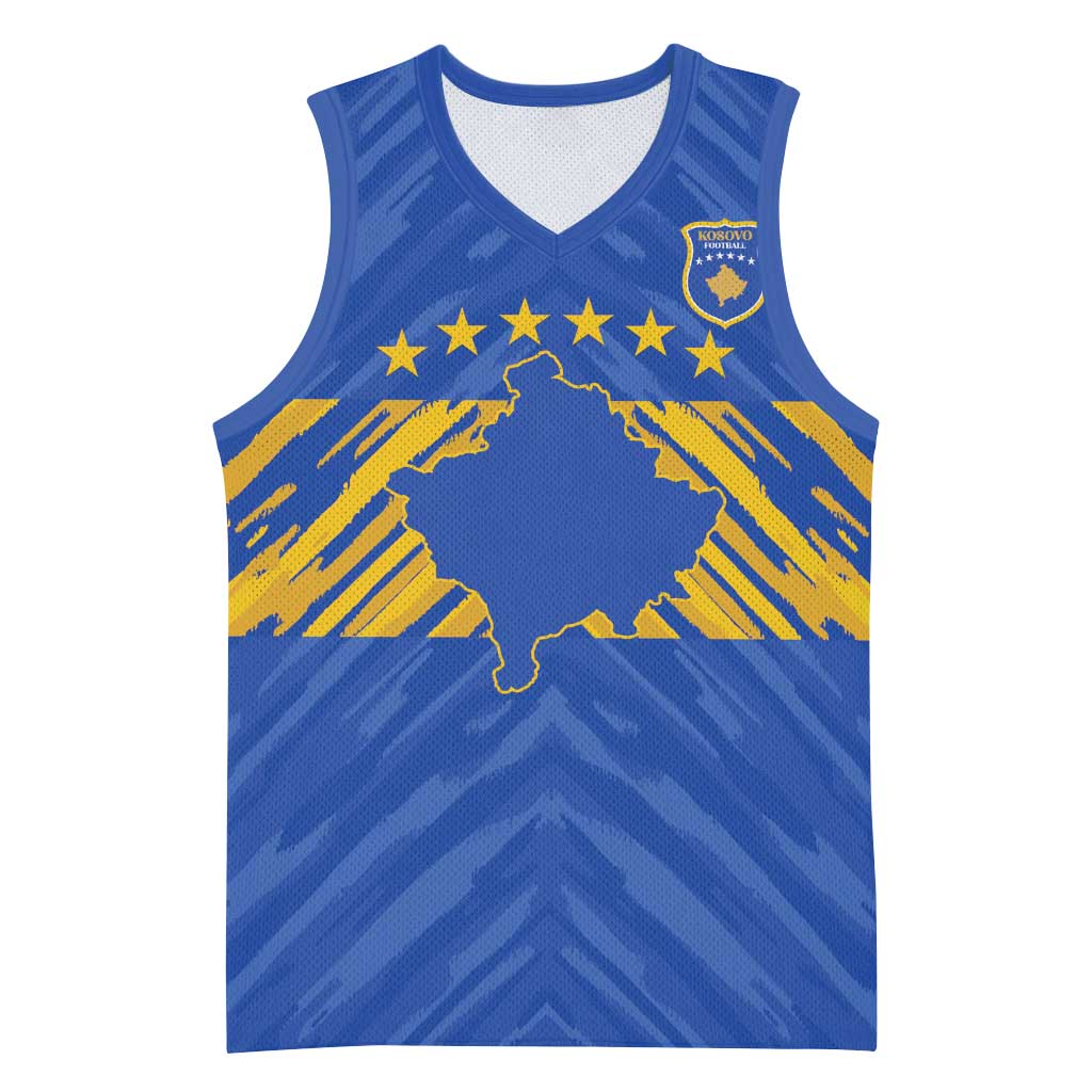 Custom Kosovo Football 2026 Basketball Jersey Rising Nation Blue Gold - Wonder Print Shop