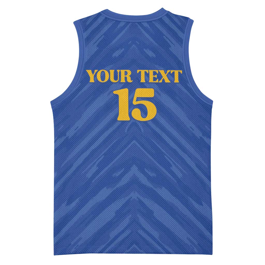 Custom Kosovo Football 2026 Basketball Jersey Rising Nation Blue Gold - Wonder Print Shop