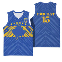 Custom Kosovo Football 2026 Basketball Jersey Rising Nation Blue Gold - Wonder Print Shop