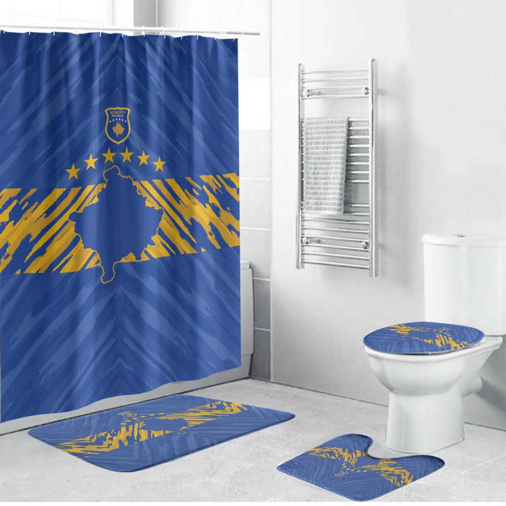 Kosovo Football 2026 Bathroom Set Rising Nation Blue Gold - Wonder Print Shop
