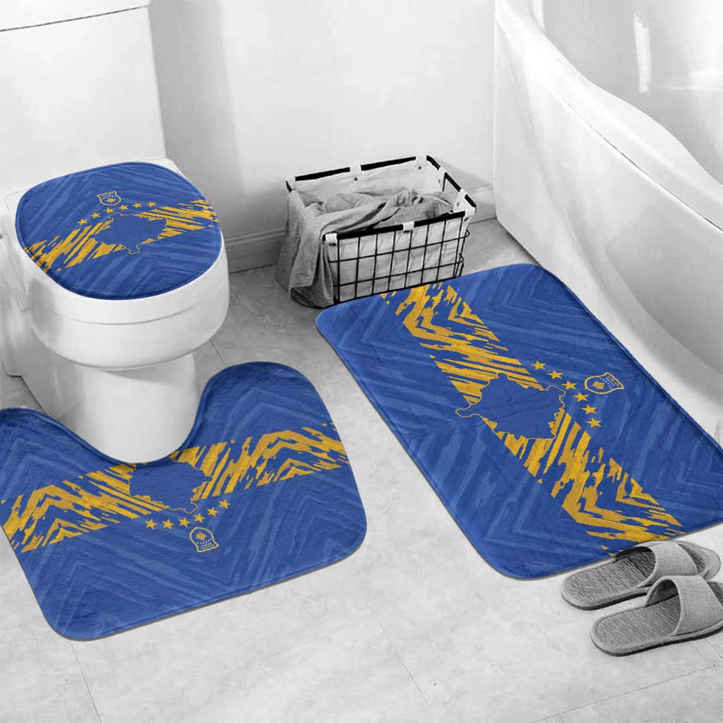 Kosovo Football 2026 Bathroom Set Rising Nation Blue Gold - Wonder Print Shop