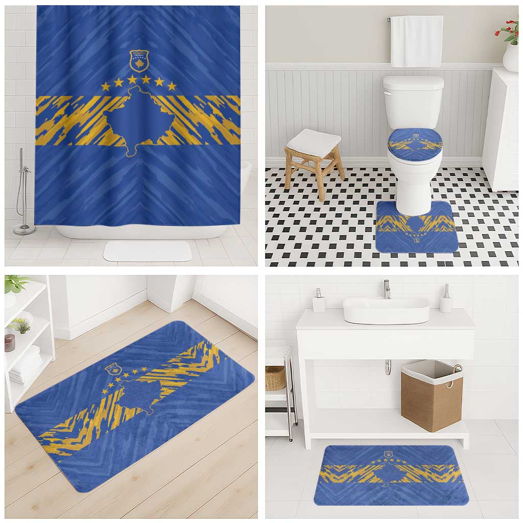 Kosovo Football 2026 Bathroom Set Rising Nation Blue Gold - Wonder Print Shop