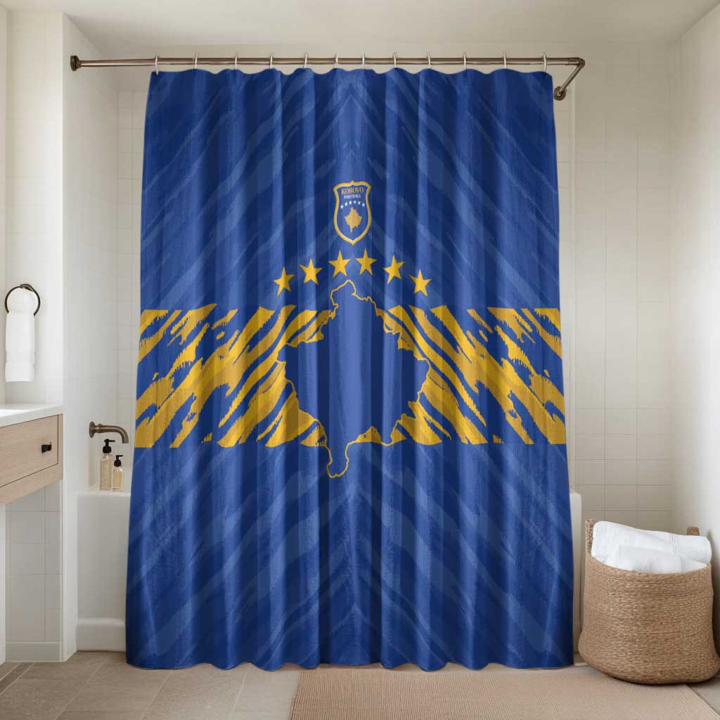 Kosovo Football 2026 Bathroom Set Rising Nation Blue Gold - Wonder Print Shop
