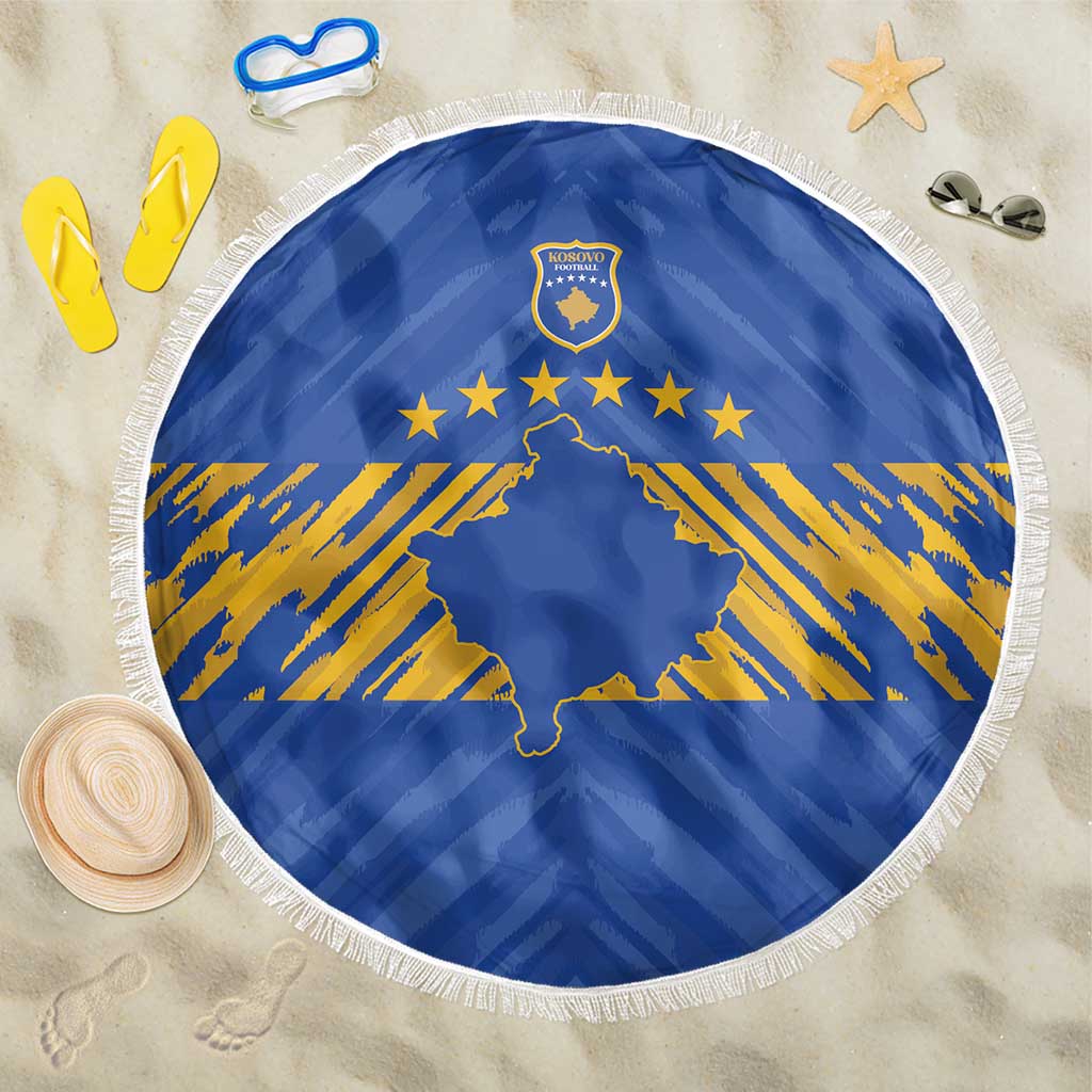 Kosovo Football 2026 Beach Blanket Rising Nation Blue Gold - Wonder Print Shop