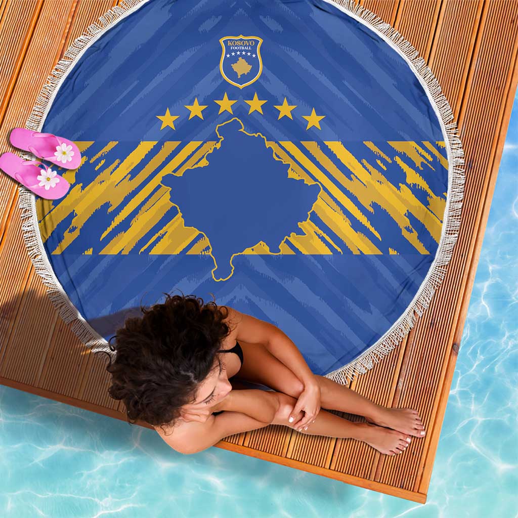 Kosovo Football 2026 Beach Blanket Rising Nation Blue Gold - Wonder Print Shop