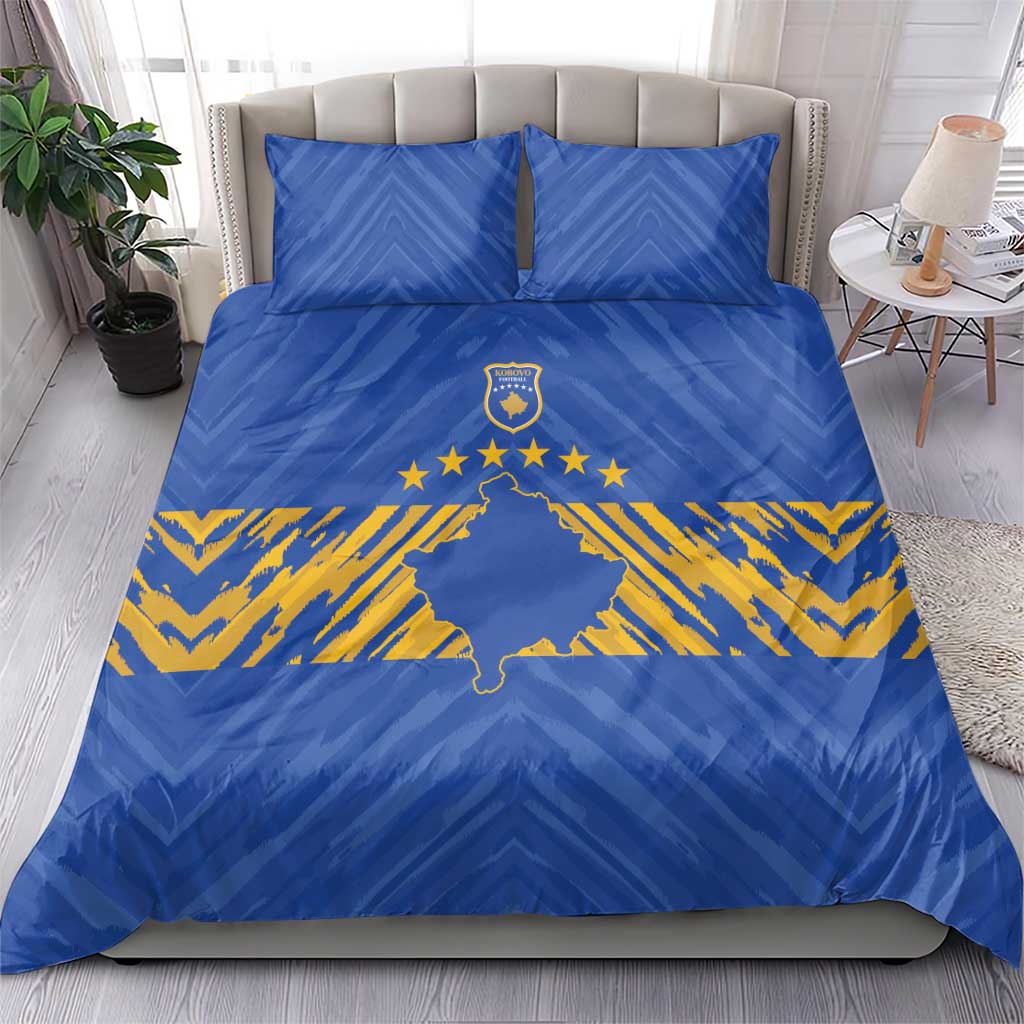 Kosovo Football 2026 Bedding Set Rising Nation Blue Gold - Wonder Print Shop