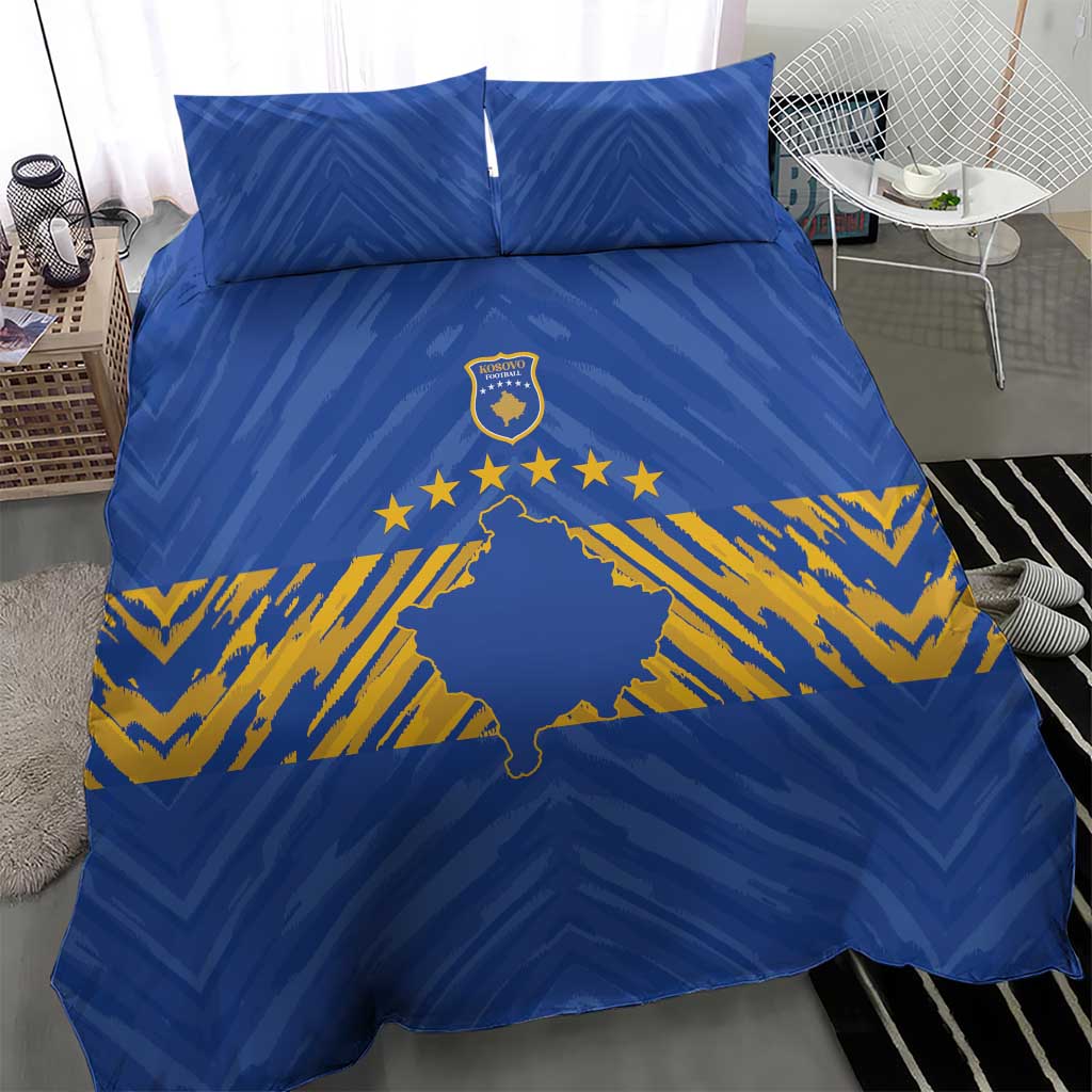 Kosovo Football 2026 Bedding Set Rising Nation Blue Gold - Wonder Print Shop