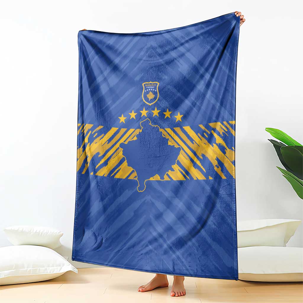 Kosovo Football 2026 Blanket Rising Nation Blue Gold - Wonder Print Shop