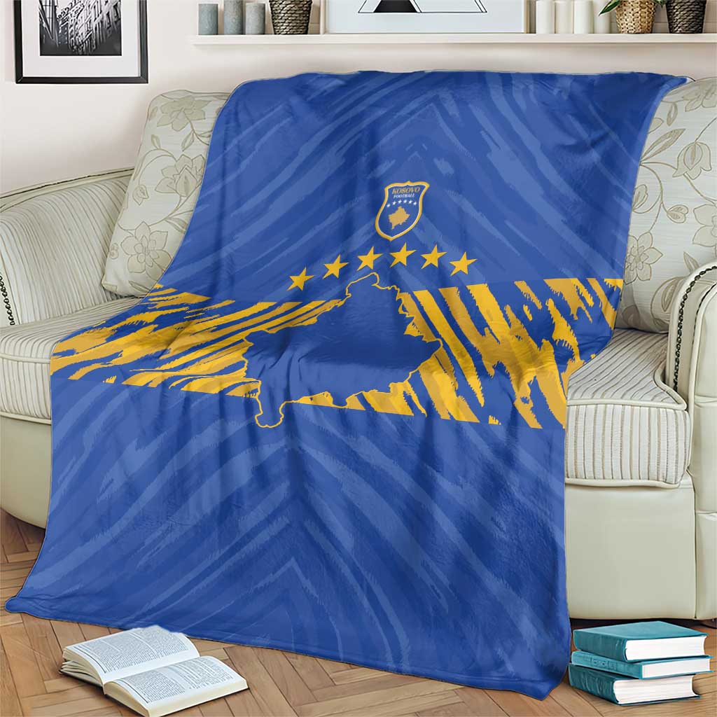 Kosovo Football 2026 Blanket Rising Nation Blue Gold - Wonder Print Shop