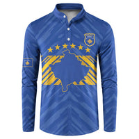 Custom Kosovo Football 2026 Button Sweatshirt Rising Nation Blue Gold - Wonder Print Shop