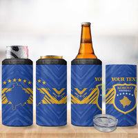 Custom Kosovo Football 2026 4 in 1 Can Cooler Tumbler Rising Nation Blue Gold - Wonder Print Shop