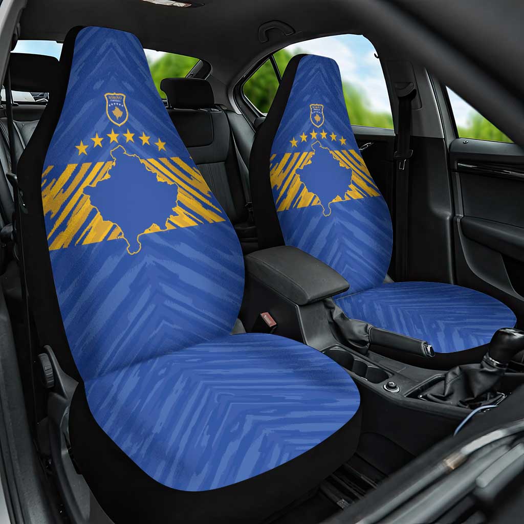 Kosovo Football 2026 Car Seat Cover Rising Nation Blue Gold - Wonder Print Shop