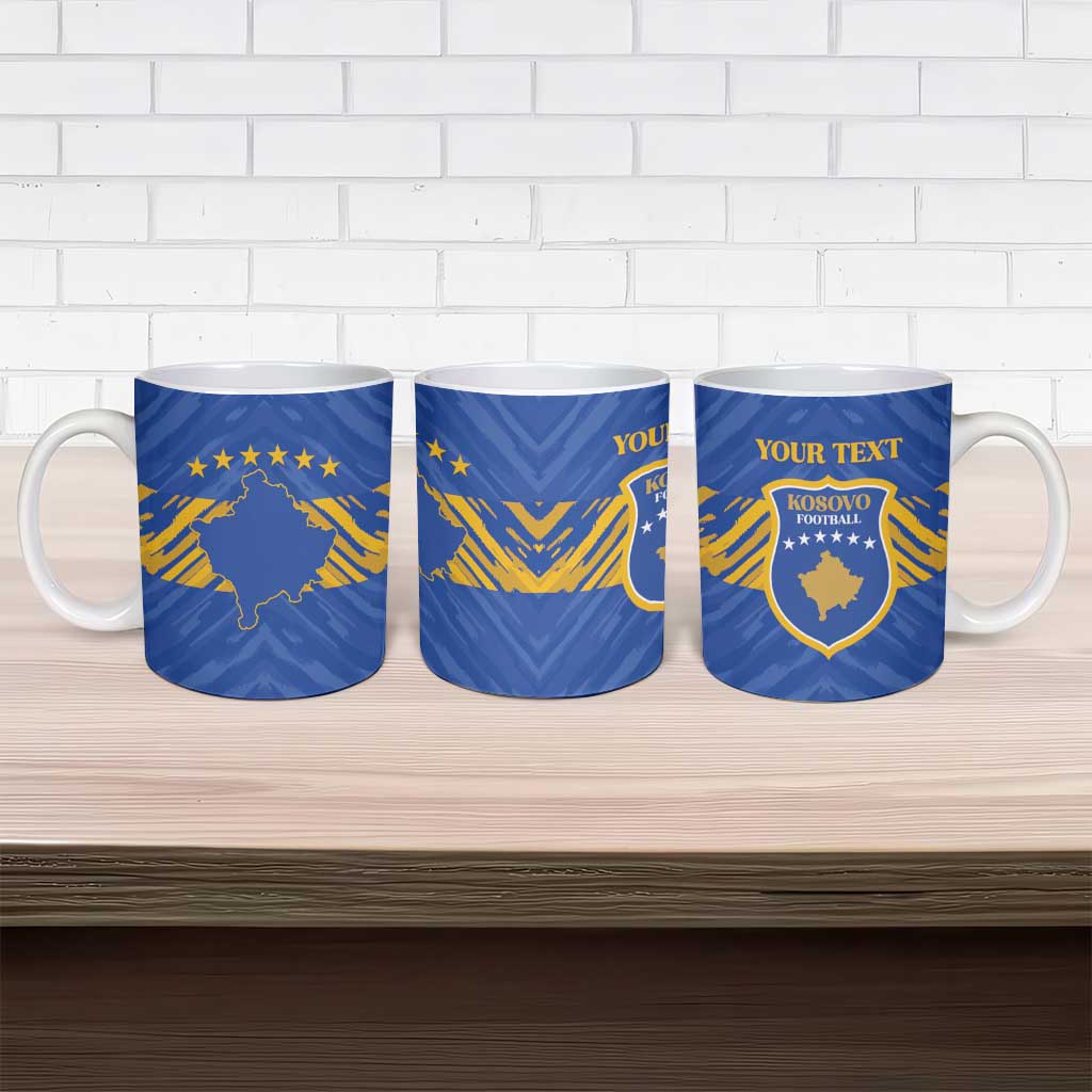 Custom Kosovo Football 2026 Ceramic Mug Rising Nation Blue Gold - Wonder Print Shop