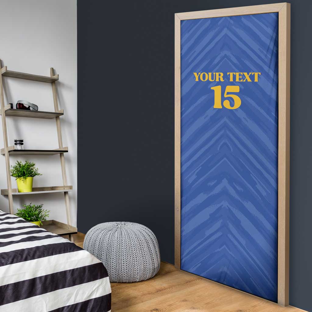 Custom Kosovo Football 2026 Door Cover Rising Nation Blue Gold - Wonder Print Shop