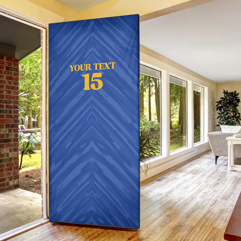 Custom Kosovo Football 2026 Door Cover Rising Nation Blue Gold - Wonder Print Shop