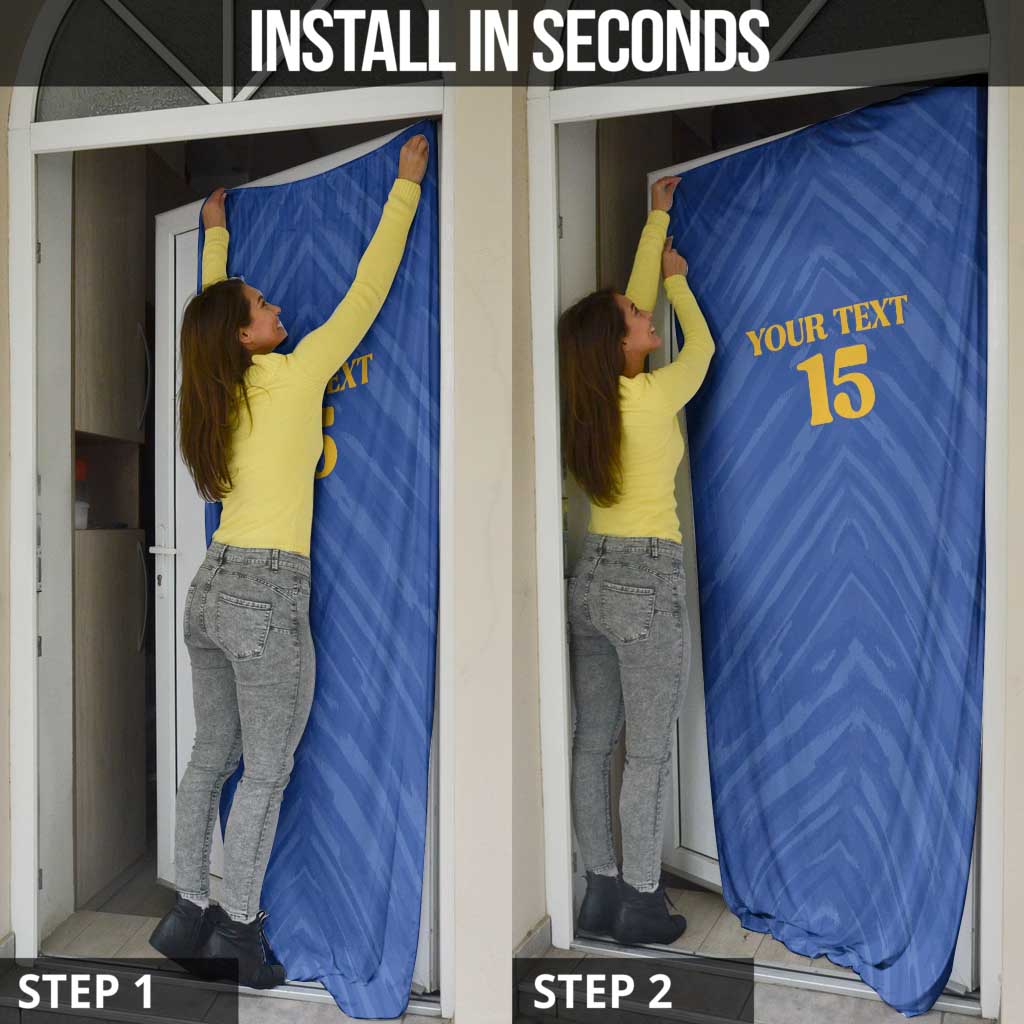 Custom Kosovo Football 2026 Door Cover Rising Nation Blue Gold - Wonder Print Shop