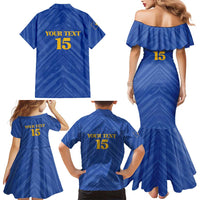 Custom Kosovo Football 2026 Family Matching Mermaid Dress and Hawaiian Shirt Rising Nation Blue Gold - Wonder Print Shop