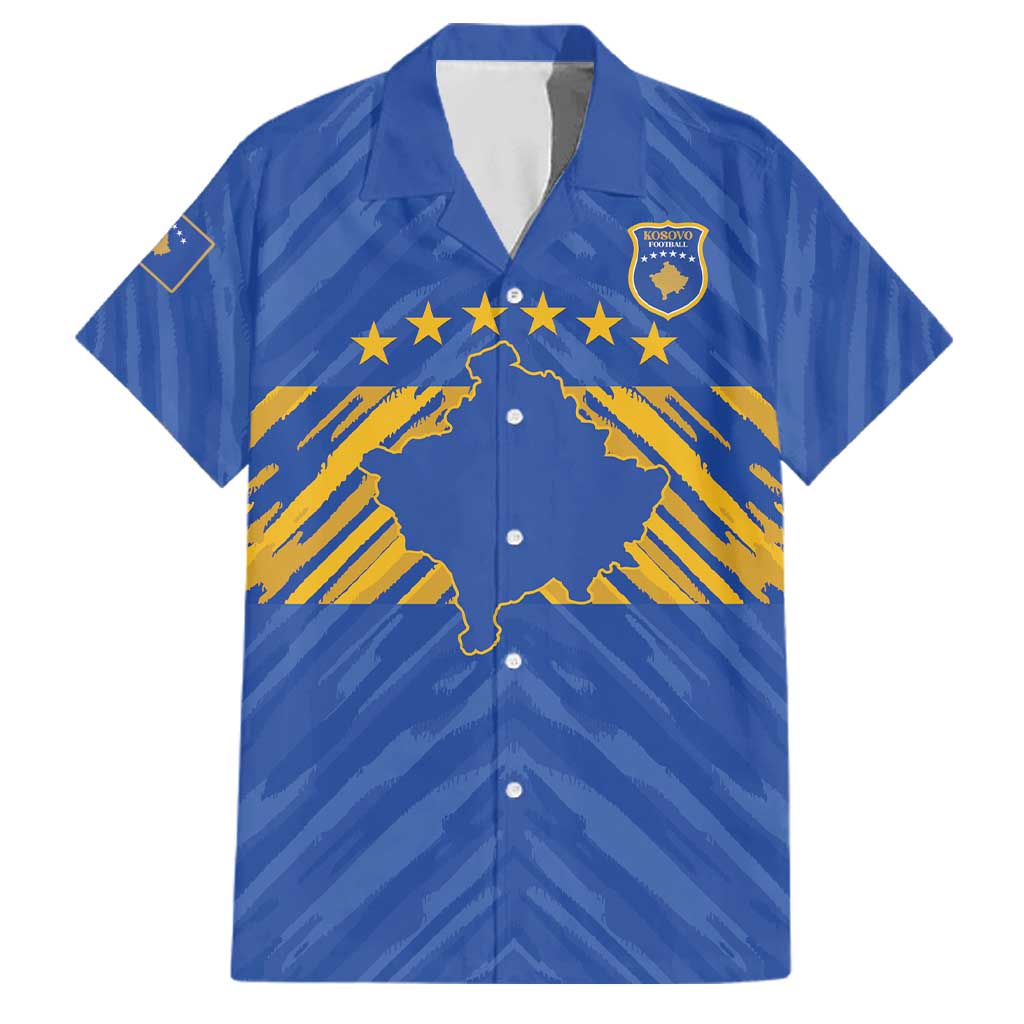 Custom Kosovo Football 2026 Family Matching Mermaid Dress and Hawaiian Shirt Rising Nation Blue Gold - Wonder Print Shop