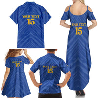 Custom Kosovo Football 2026 Family Matching Summer Maxi Dress and Hawaiian Shirt Rising Nation Blue Gold - Wonder Print Shop